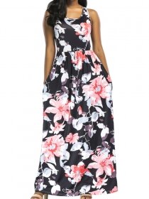 ABITO ELEGANTE FLOREALE CAITRINA nero
