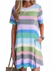 T-SHIRT CASUAL A RIGHE SIENNA blu